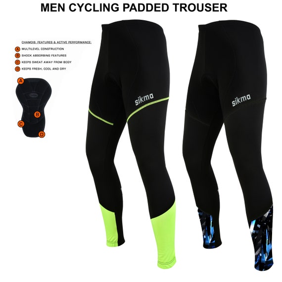 Mens Cycling Tights Winter Thermal Padded Trousers Legging Biking Pant  Bottom 