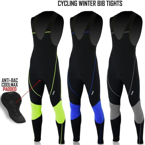 Mens Cycling Bib Tights Super Roubaix Winter Cold Wear Thermal Padded Tight