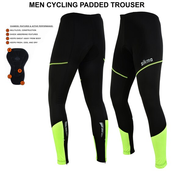 Buy Mens Cycling Tights Winter Thermal Padded Trousers Legging