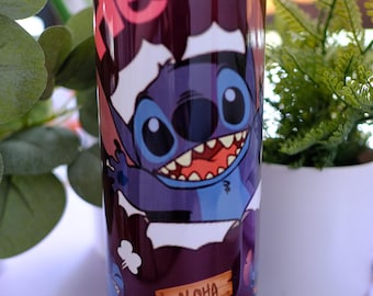 Handmade Stitch Hello 20oz Stainless Steel Tumbler, drink, cold, hot, purple