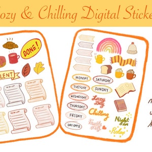Cozy & Chilling digital goodnotes sticker, Precropped, Cute planner sticker, iPad planner, Digital Planner,Cute Planner Stickers