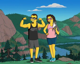 Simpsons portrait, Custom cartoon people,Family portrait, Cartoon characters,custom portrait from photos