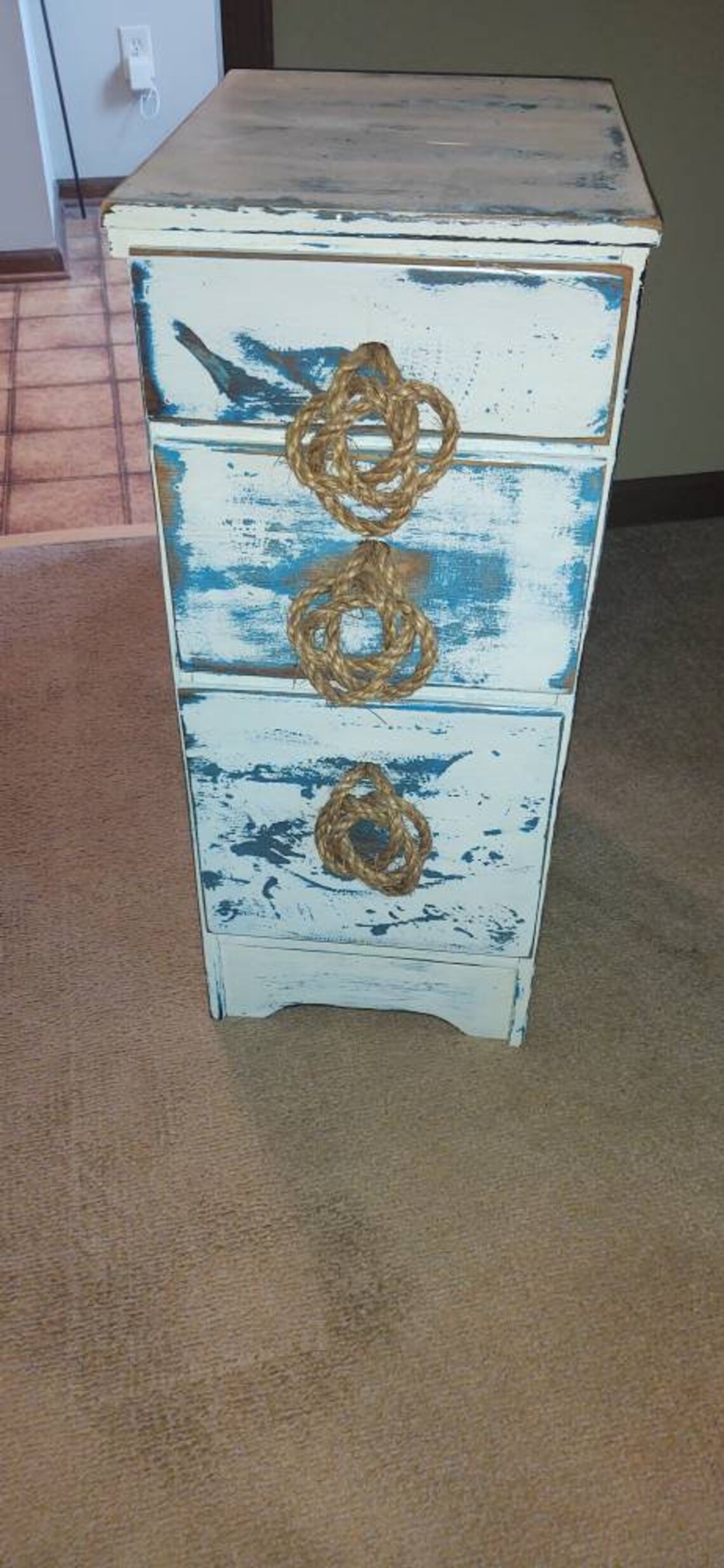 Nautical theme end table with storage Etsy
