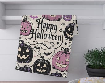 Torchons d&#39;Halloween citrouilles - Déco de cuisine festive en coton, accessoires d&#39;automne pour la maison, chiffons à imprimé citrouilles, cadeau effrayant
