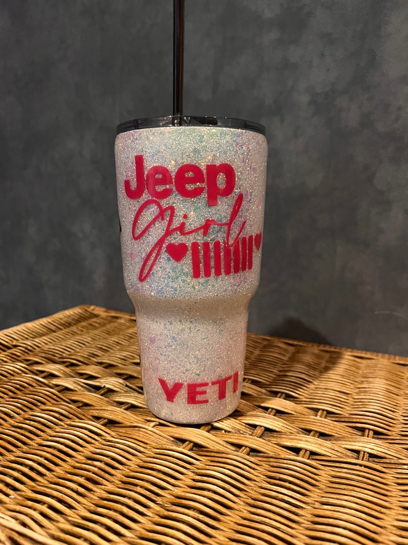 Yeti glitter tumblers, personalize Jeep yeti cups, sparkling yeti cup