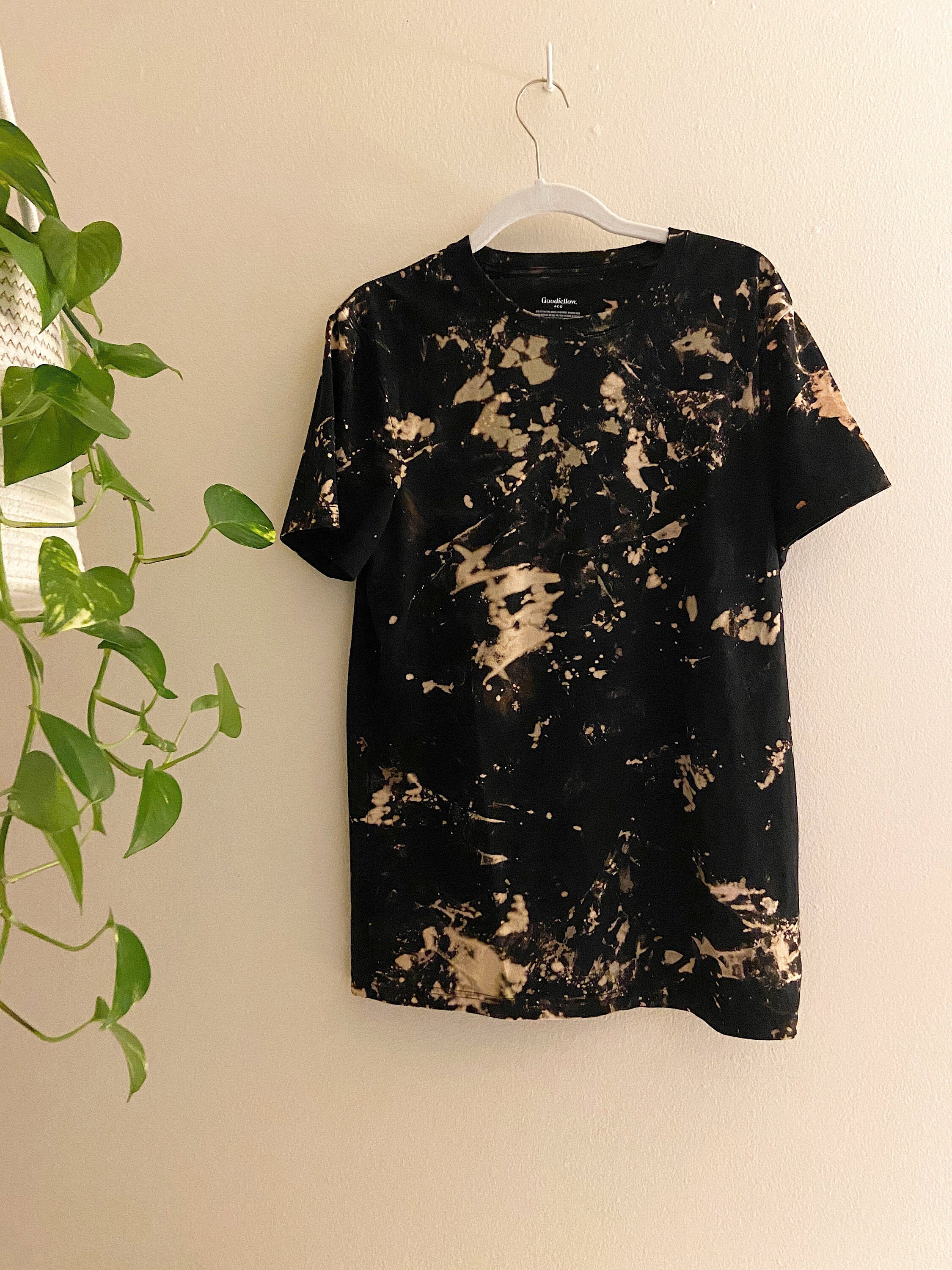 reverse tie dye black shirt