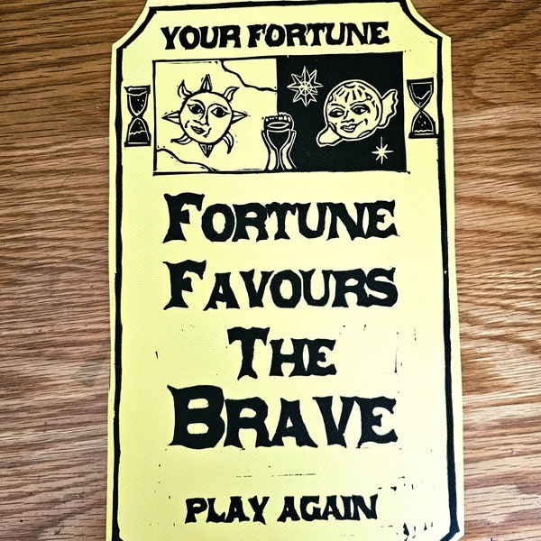 Zoltar fortune teller ticket original linocut print
