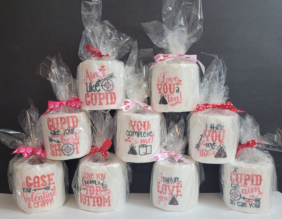 Novelty Valentine's Day Toilet Paper Gag Gift Wrapped Printed 9 to