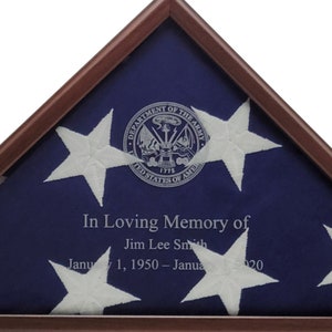 Personalized for Free. Cherry Finished Flag Case for 5&#39; X 9.5&#39; Burial Flag. Veterans Prefer Flag Cases Made in the USA!