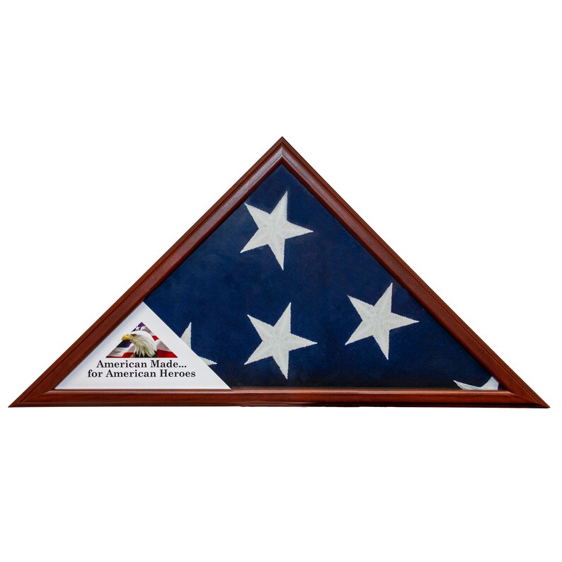 Realistic Cherry Finish 5' x 9.5' Flag Case. Veterans image 1