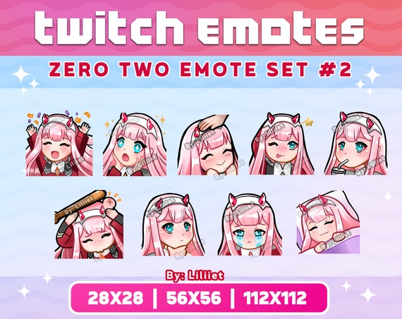 Zero Two Emote Pack for Twitch or Discord - 9 Zero Two Emotes - Etsy