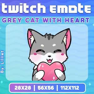 Cute Cat heart Emote for Twitch or Discord