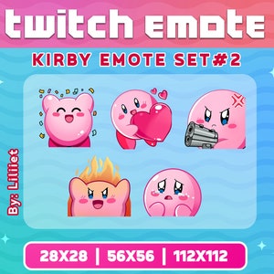 kirby Emote Set for Twitch or Discord, Kirby Emote Pack #2