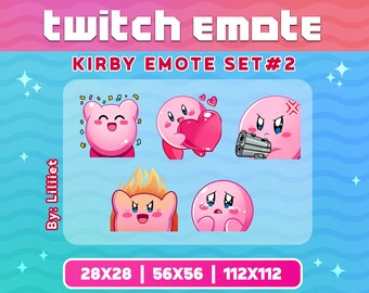 kirby Emote Set for Twitch or Discord, Kirby Emote Pack #2