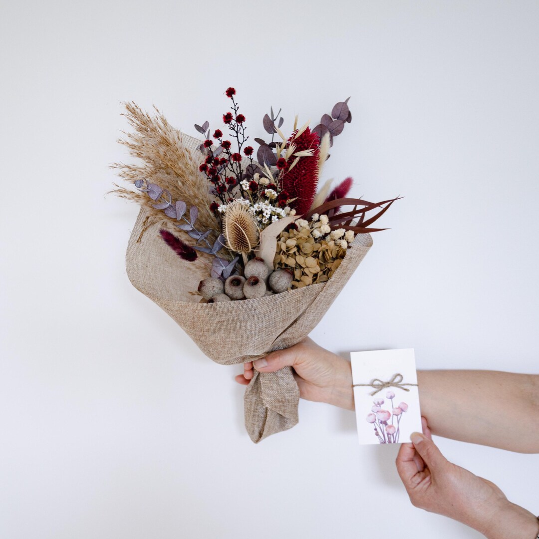 Rust Red Dried Flower Bouquet | Preserved Wildflower Arrangement ...