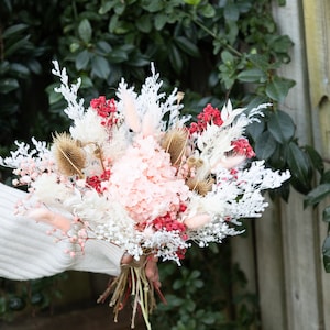 Blush Pink Dried Flower Bouquet: Bridesmaid Elopement Decor