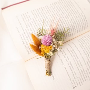 Dried flower wedding groom buttonholes, groomens boutonniere, boho wedding flowers