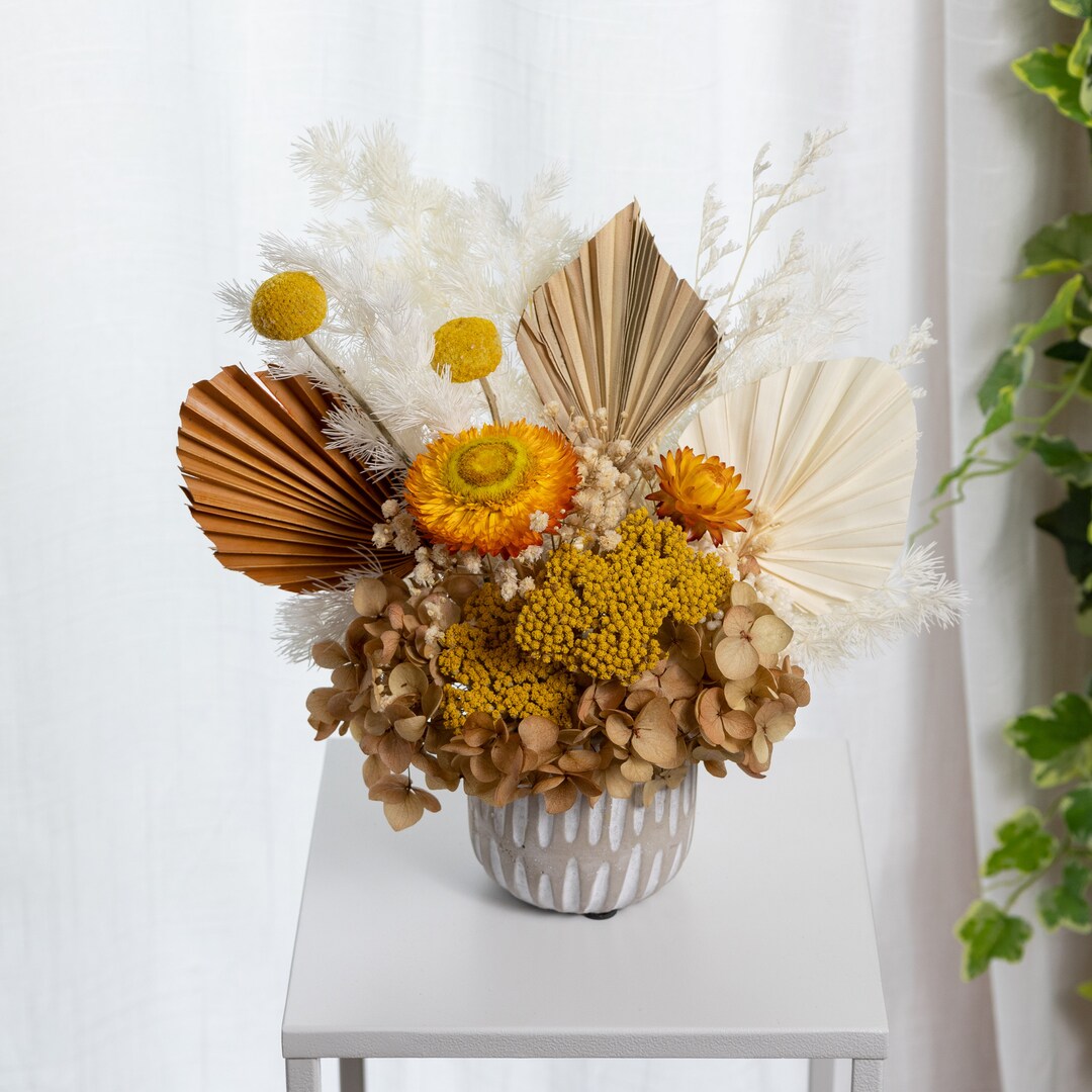 Small Dried Flower Arrangement Yellow Stew Daisy Rustic and Etsy