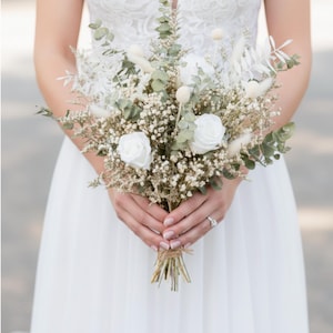 Dried Eucalyptus + Preserved Roses Bouquet — Boho Wedding & Centrepiece