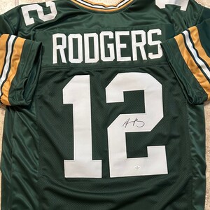 AARON RODGERS Signed Green Bay Packers Green Custom Jersey With COA Etsy