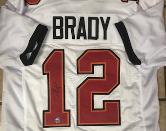 TOM BRADY Rare Signed Custom NFL Tampa Bay Bucs Away Jersey con certificado de autenticidad! Leyenda de Bucs y Patriots