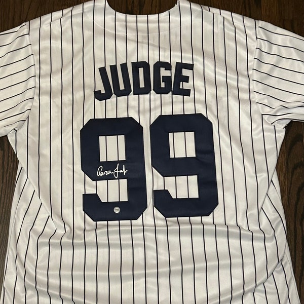 AARON JUDGE Signed New York Yankees Custom Pinstripe Jersey with COA! Not an Authentic Yankee Jersey!