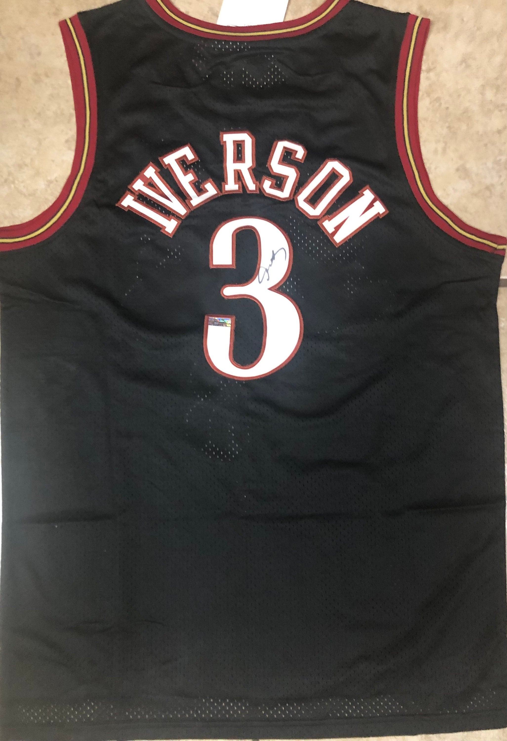 Allen Iverson Autographed Philadelphia Custom Red Basketball Jersey - JSA  COA (Skyline)