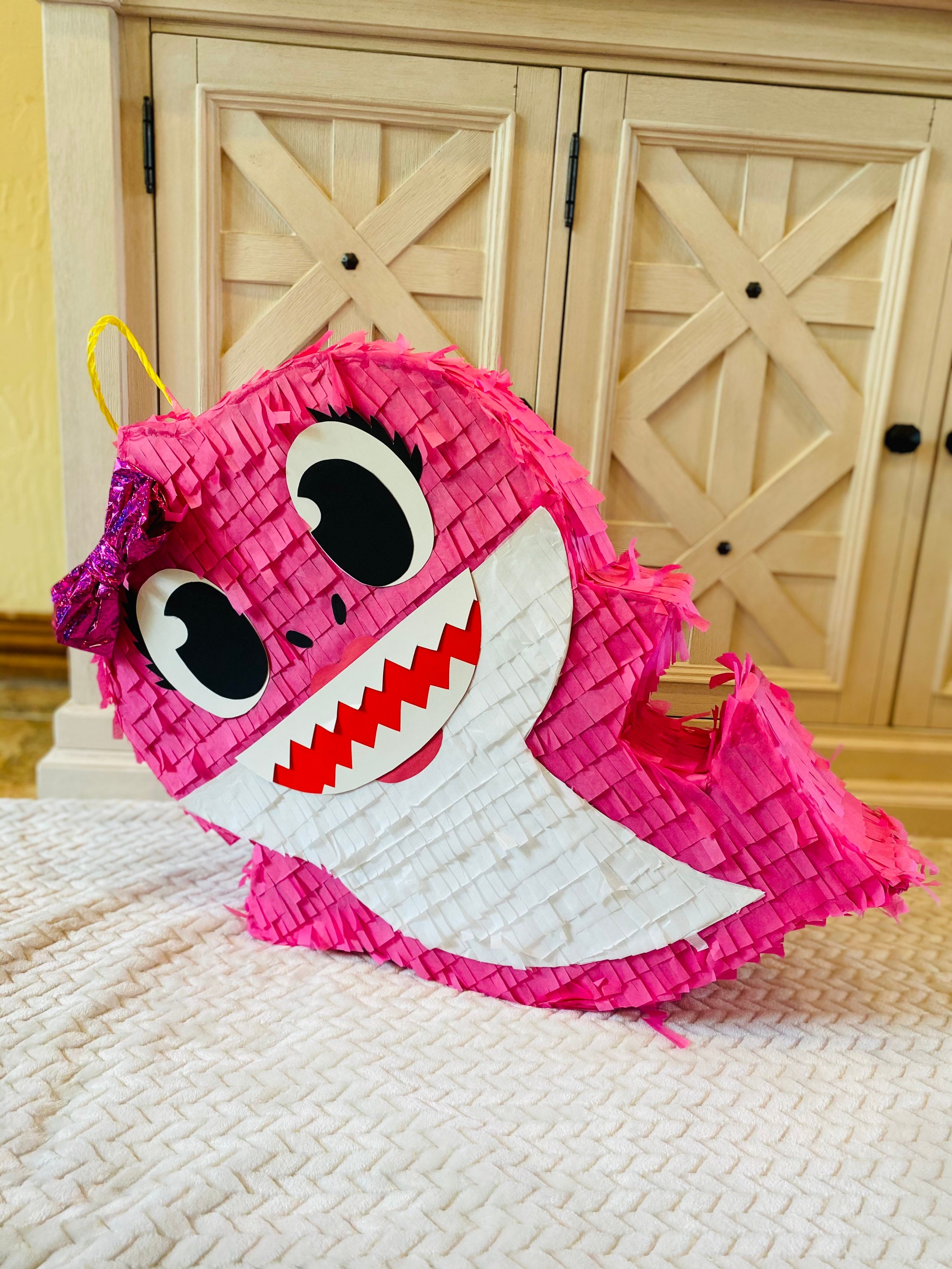 Pink Shark Pinata Baby Pinata Shark Party Supplies Yellow Etsy UK