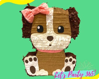 Pink Bow Puppy Pinata- dog Pinata - puppy birthday party decor