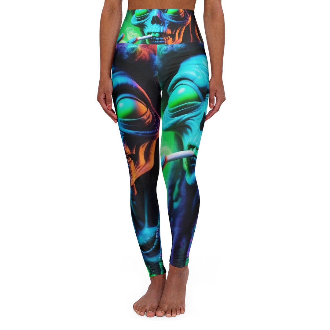 High Waisted Smoking Alien Yoga Leggings - Etsy