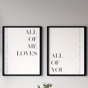 Anniversary Gift, Letter Poster, "All of Me Loves All of You"