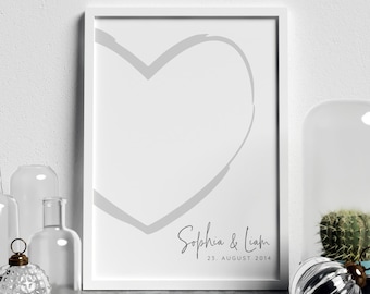 Gift for couples, poster with heart and personalization