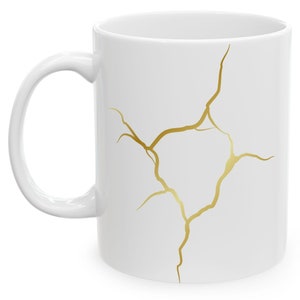Kintsugi Mug, Kintsugi Gifts, Elegant Mug, Intricate Kintsugi Gold Pattern, Intricate Design Mug, Simple Design, Japanese Mug, Japan Mug