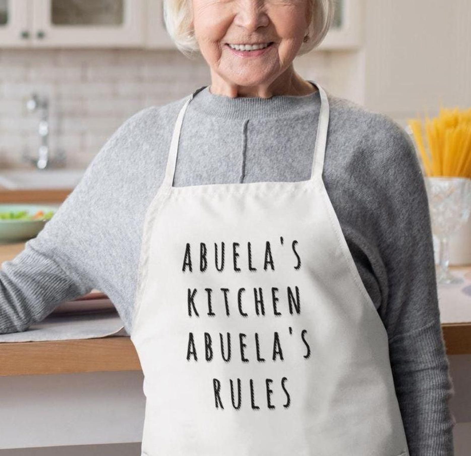 Funny Apron for Women, Grandma's Kitchen Rules Apron, Abuela's Kitchen ...