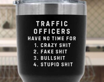 Vaso de agente de tráfico, regalo de policía, taza de policía, aplicación de la ley, seguridad vial, control de tráfico, regalo, humor policial, policía de tráfico de patrulla de carreteras
