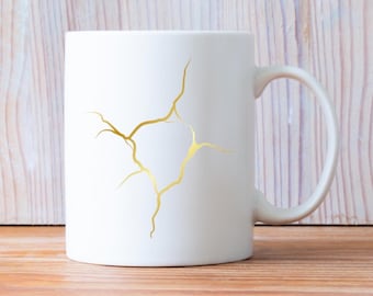 Kintsugi Mug, Kintsugi Gifts, Elegant Mug, Intricate Kintsugi Gold Pattern, Intricate Design Mug, Simple Design, Japanese Mug, Japan Mug