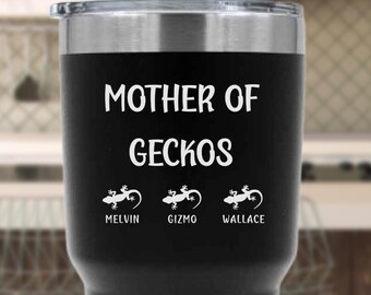 Mother Of Geckos Tumbler, Crested Gecko, Leopard Gecko, Gecko Lover Gift, Small Lizard, Nocturnal Reptile, House Gecko, Lizard Mug