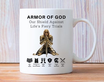 Armor of God Mug, Christian Coffee Cup, Ephesians 6:10, Faith Gift for Men And Women, Religious Bible Verse Mug, The Full Armor of God