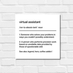 Funny Virtual Assistant Poster, Social Media Manager, Personal Assistant, Online Personal Assistant, Virtual Functions, PC Assistant
