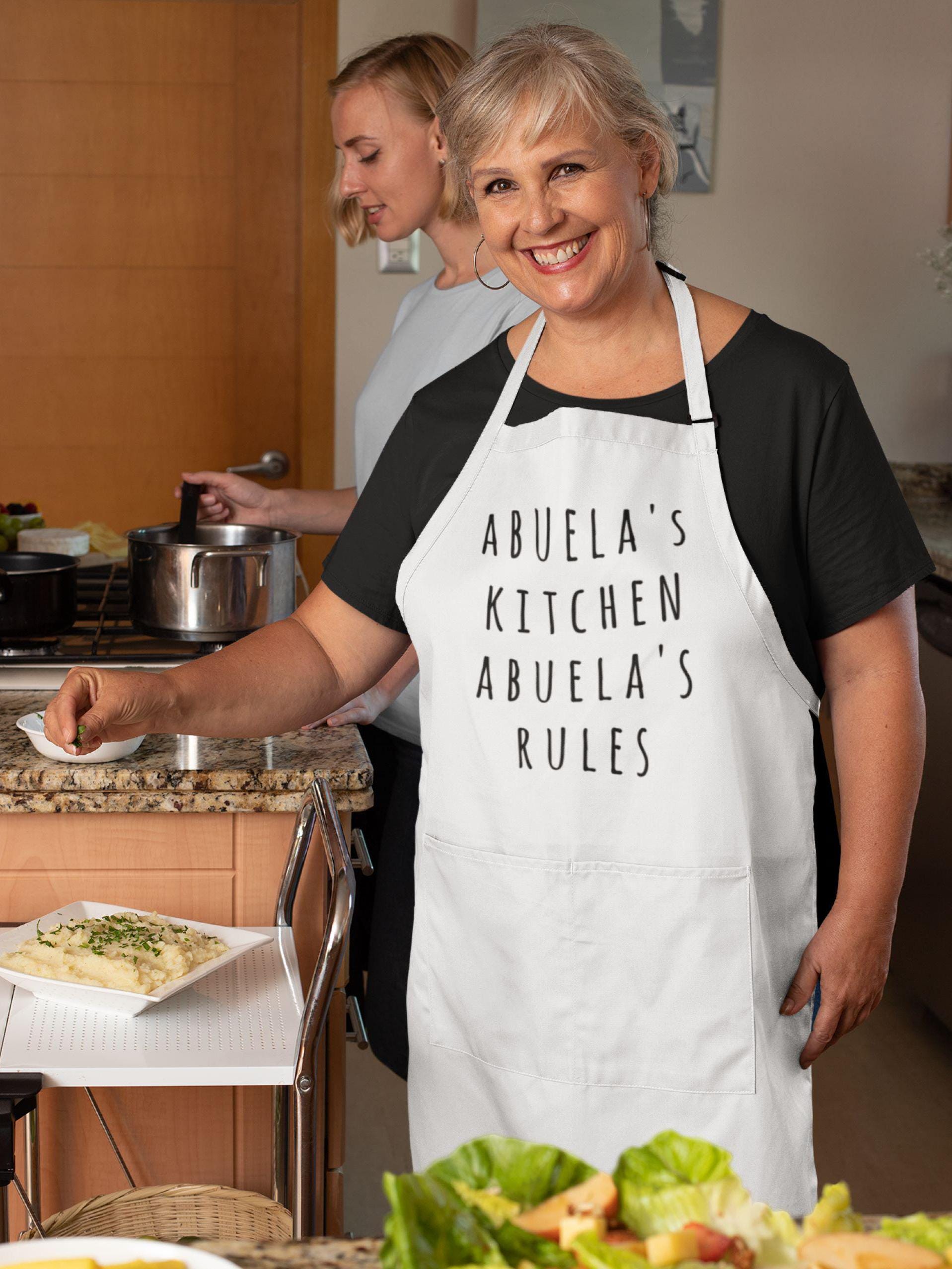 Funny Apron for Women, Grandma's Kitchen Rules Apron, Abuela's Kitchen ...
