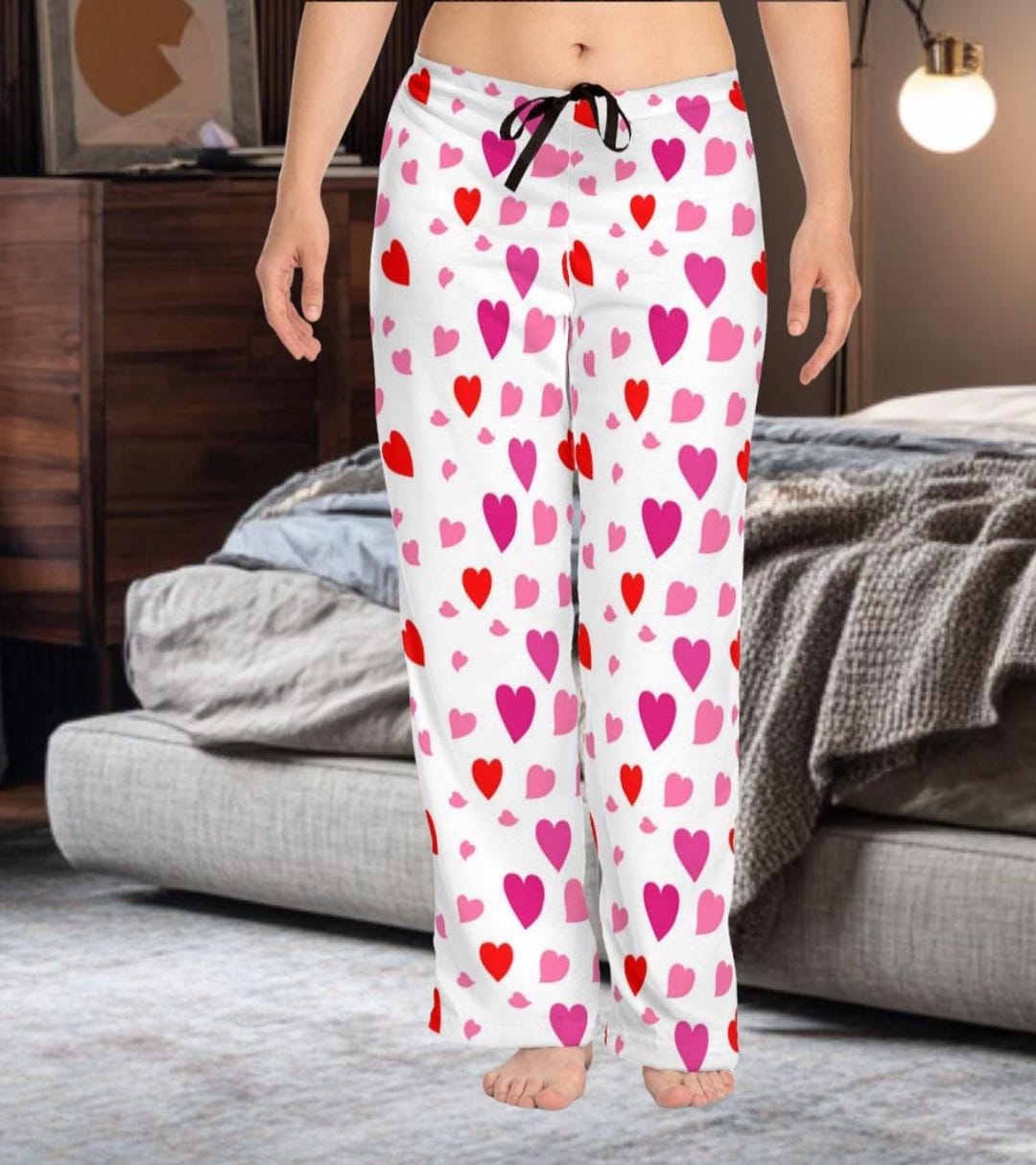 Heart Pajama Pants for Women, Super Soft Heart Pjs, Lounge Pants