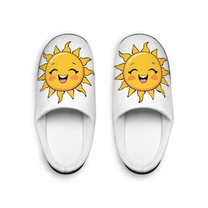 Slippers, Bright Smiley Sunshine Face Women&#39;s Indoor House Shoes Gift, Cozy Home Footwear, Happy Face Bedroom Slides, Warm Women&#39;s Slip-Ons,