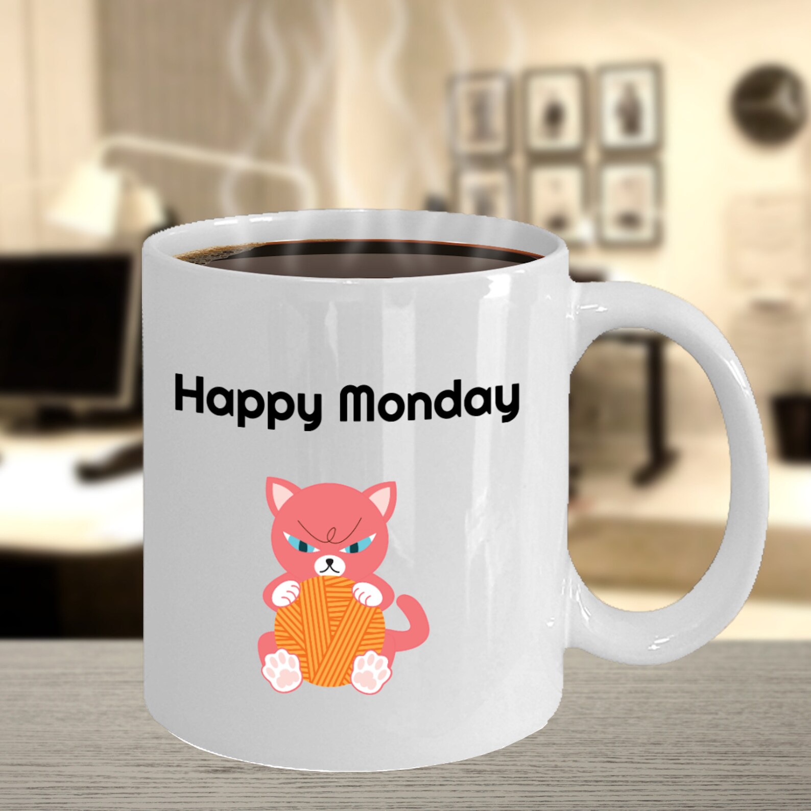 Happy Monday Grumpy Cat Mug Funny Ceramic Tea/Coffee Cup Etsy