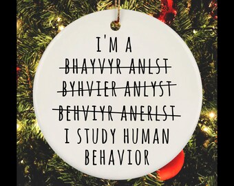 Behavior Analyst Ornament, BCBA Gifts, Autism Therapist, Ceramic Ornaments, Holiday Decor, Psychology Gift, Graduation Gift, BCBA Ornament