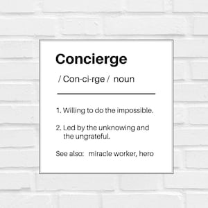 Poster drôle de concierge, Cadeau de concierge, Meilleur concierge, Concierge d'hôtel, Cadeau pour employé d'hôtel, Services hôteliers, Agent de service client