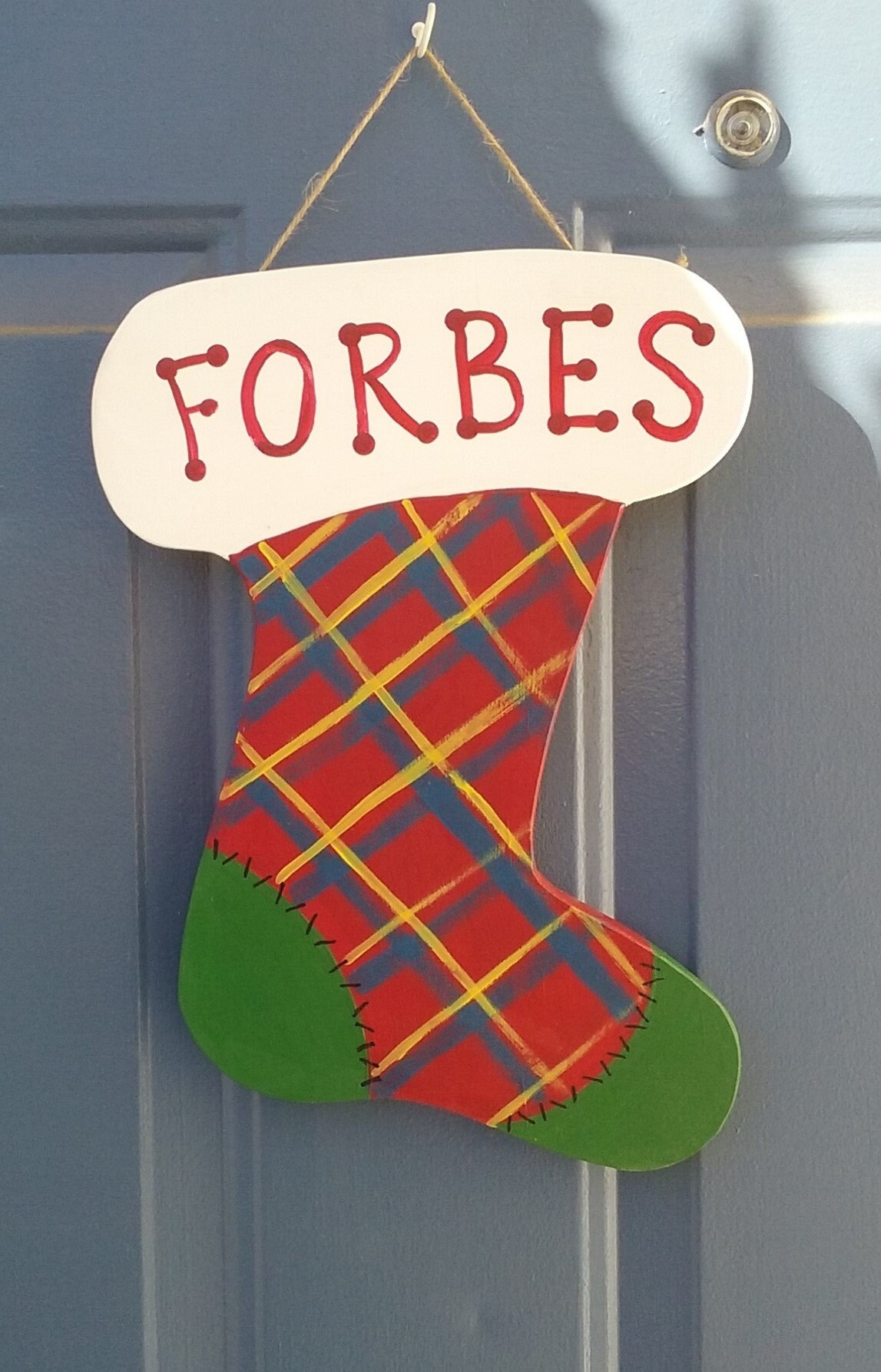 Personalized Christmas Sock Door Hanger Etsy
