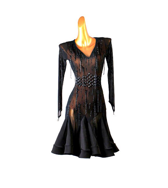 Black Latin Dance Performing Competition Dress Pre order Product Etsy UK