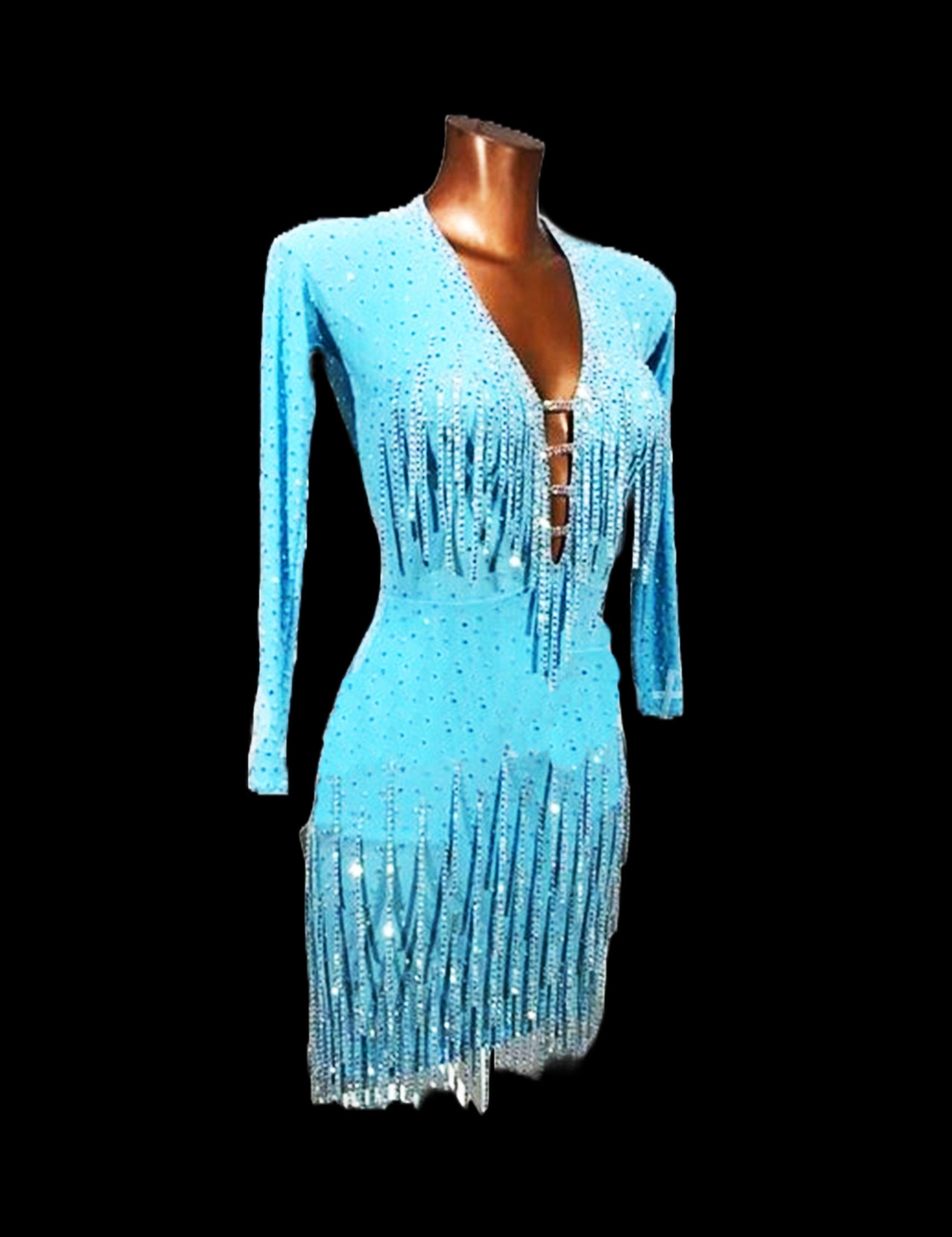 Fully Stone Crystal Blue Latin Dance Dress/ Pre Order Product Etsy