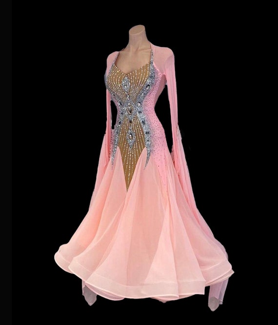 Womens Ball Gown Maxi Collarless Split Sleeve Ballroom Dress Glitter –  DANCEYM