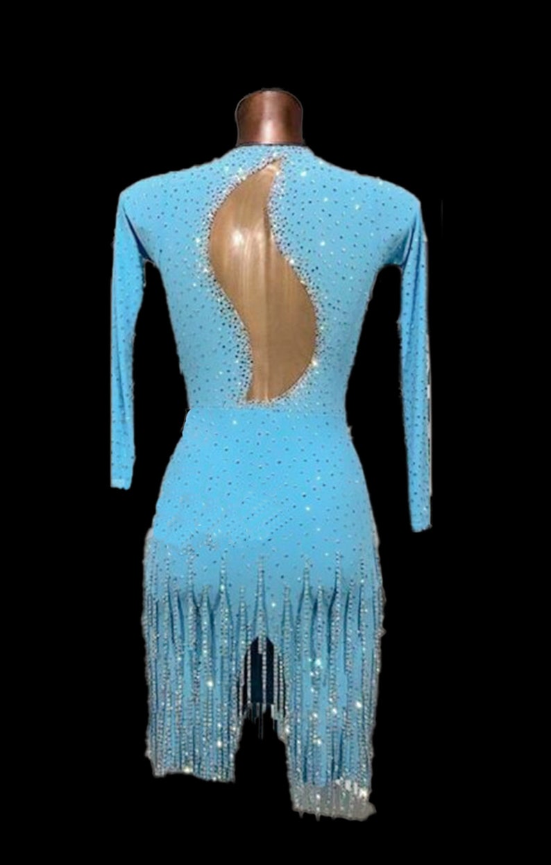 Fully Stone Crystal Blue Latin Dance Dress/ Pre Order Product - Etsy